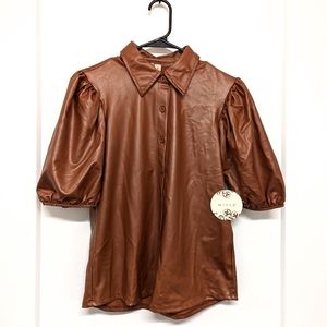 Faux leather top